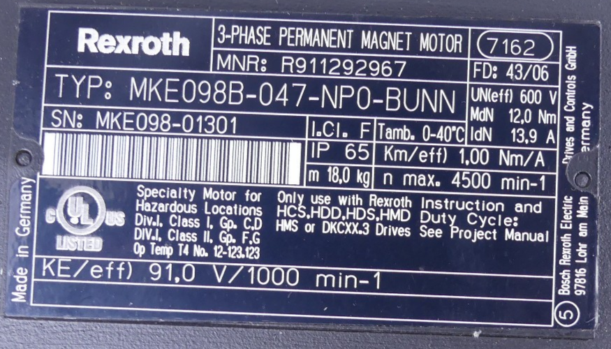 Rexroth MKE078B-047-NP0-BUNN R911292967