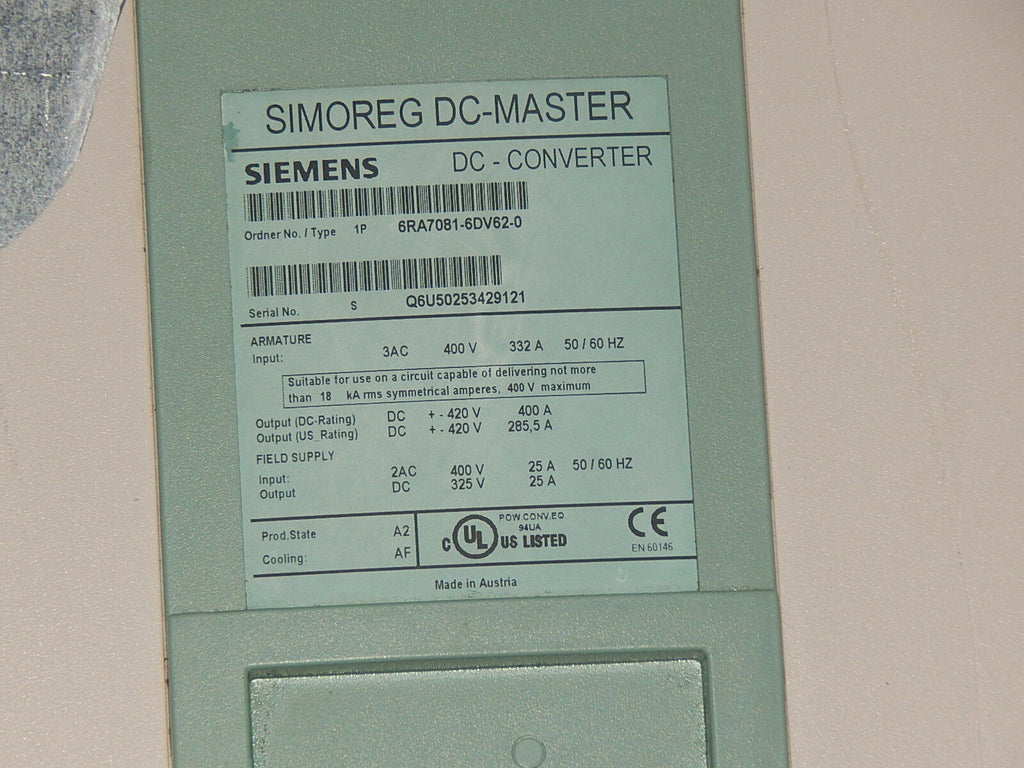  Siemens simoreg DC-Master Converter 6RA7081-6DV62-0  gehaus beschädigt s.Bilder