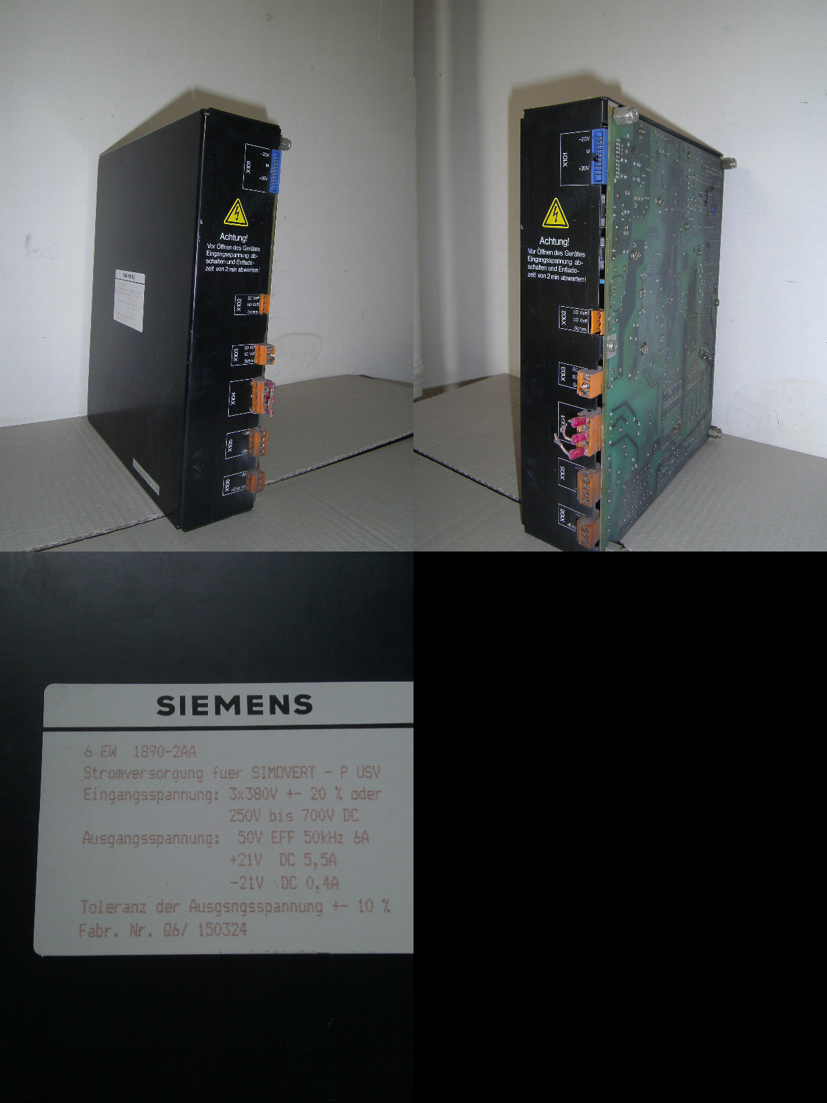 Siemens Stromversorgung für Simovert 6EW1890-2AA