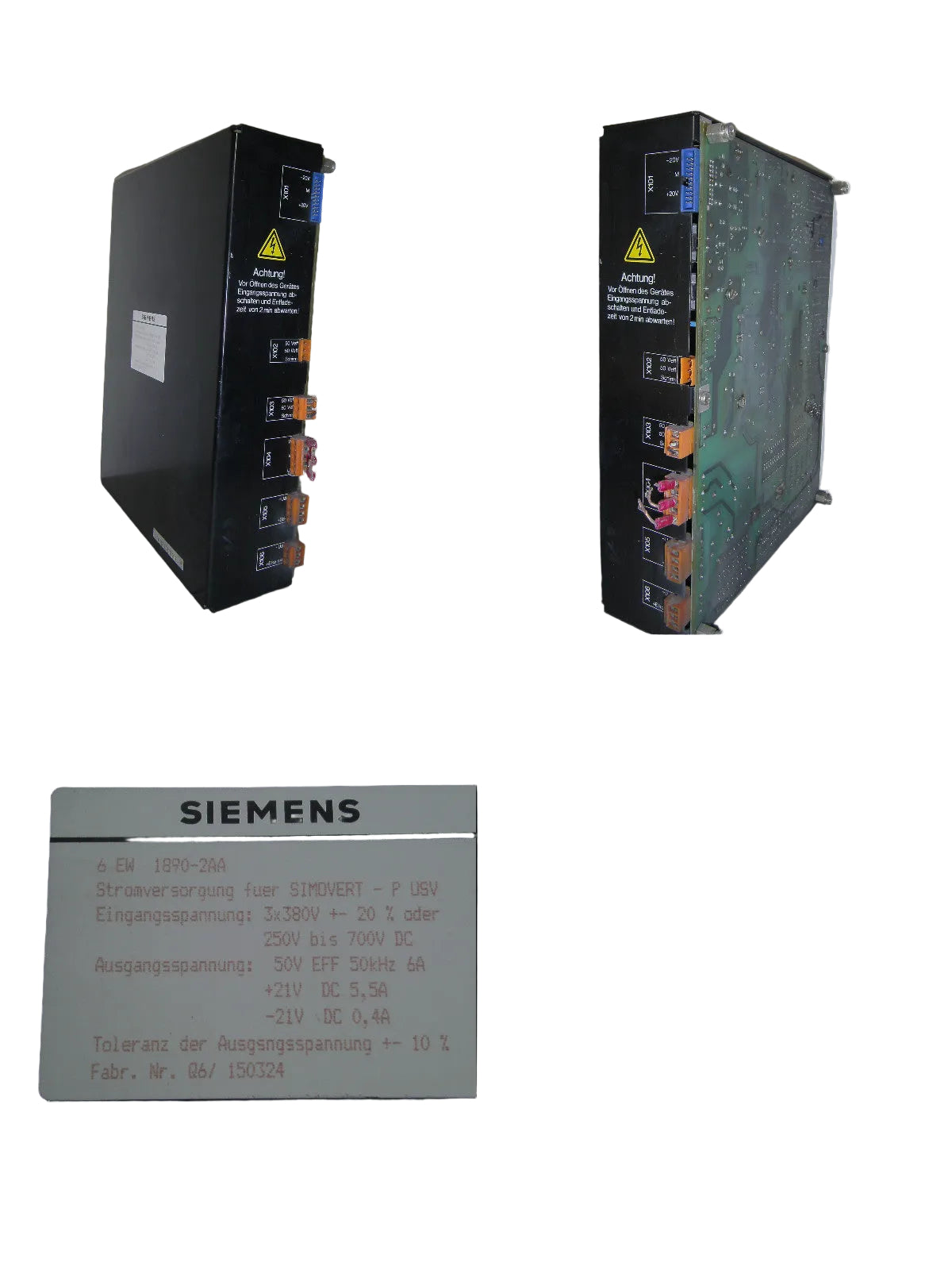 Siemens Stromversorgung für Simovert 6EW1890-2AA