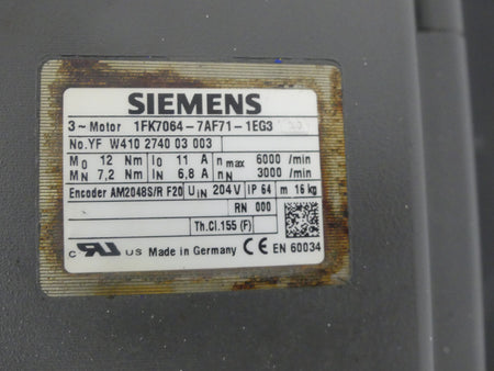 SIEMENS  S SYNCHRONSERVOMOTOR  1FK7064-7AF71-1EG3 leicht Beschadgit s.Bilder