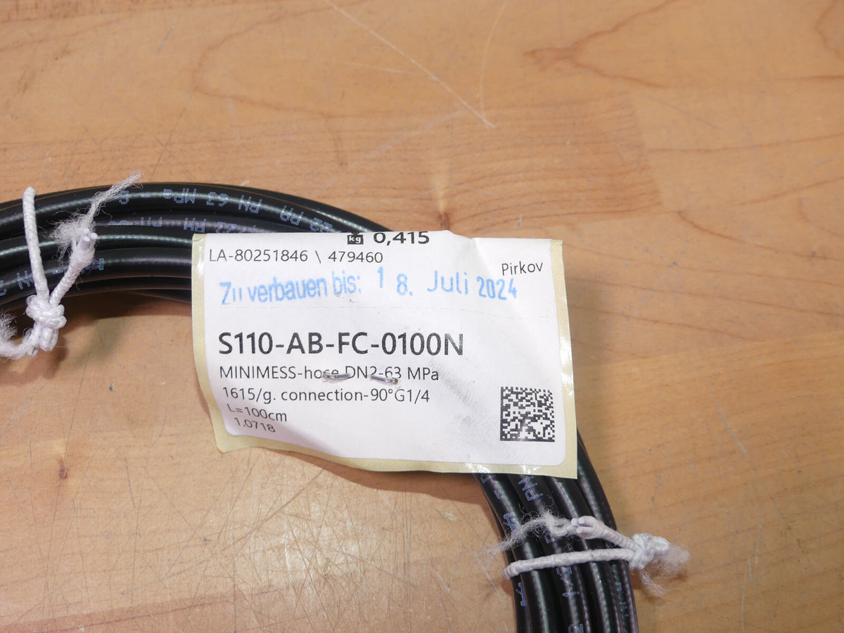 5X Minimess-Schlauch DN2-63 MPa 1615/M.-Anschl.-90° G1/4 S110-AB-FC-0100N
