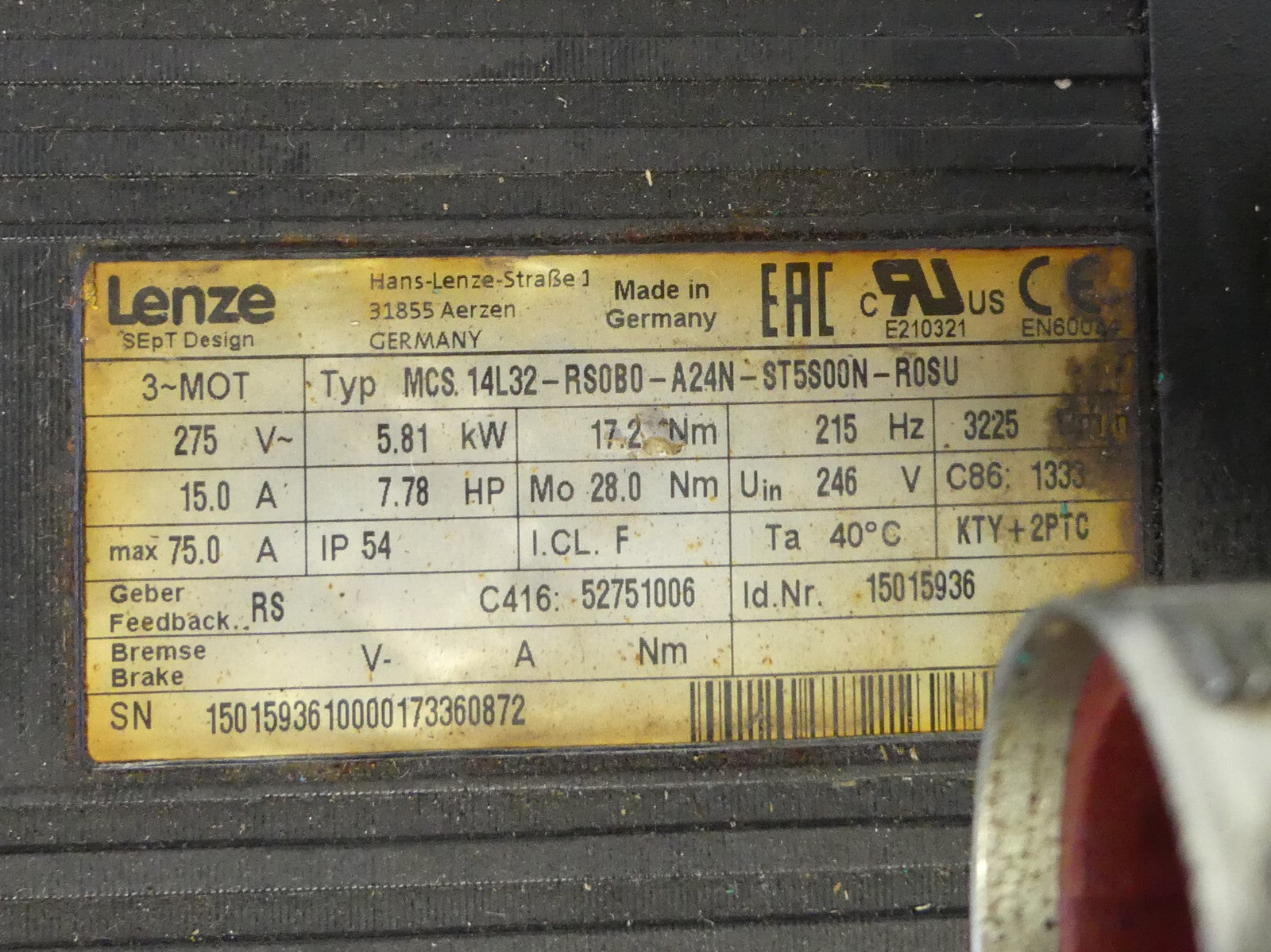 Lenze MCS 14L32-RS0B0-A24N-ST5S00N-R0SU