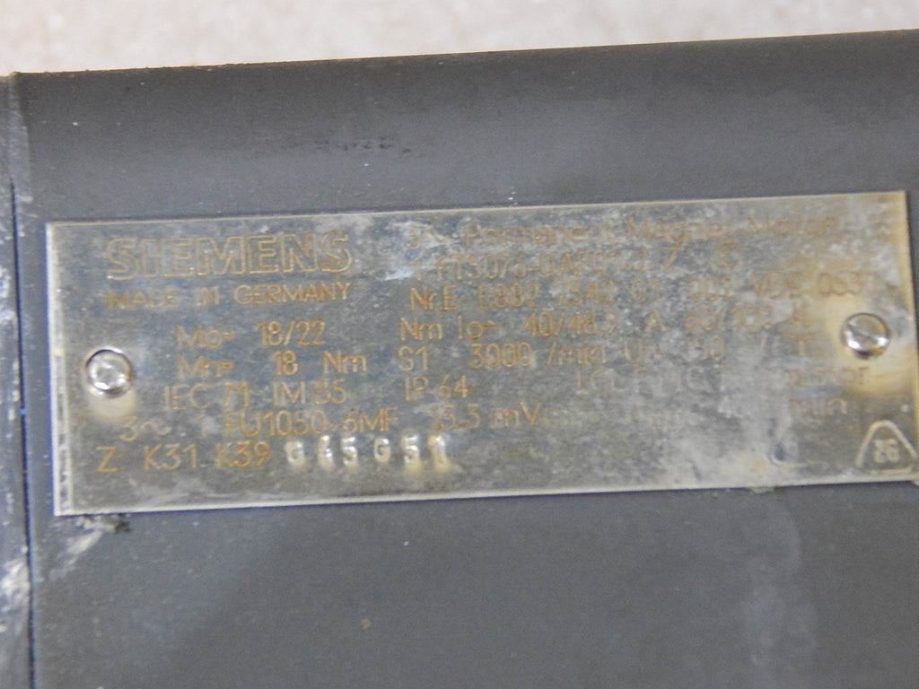 Siemens 1FT5076-0AF01-2-Z 3~ Permanent-Magnet-Motor  Used