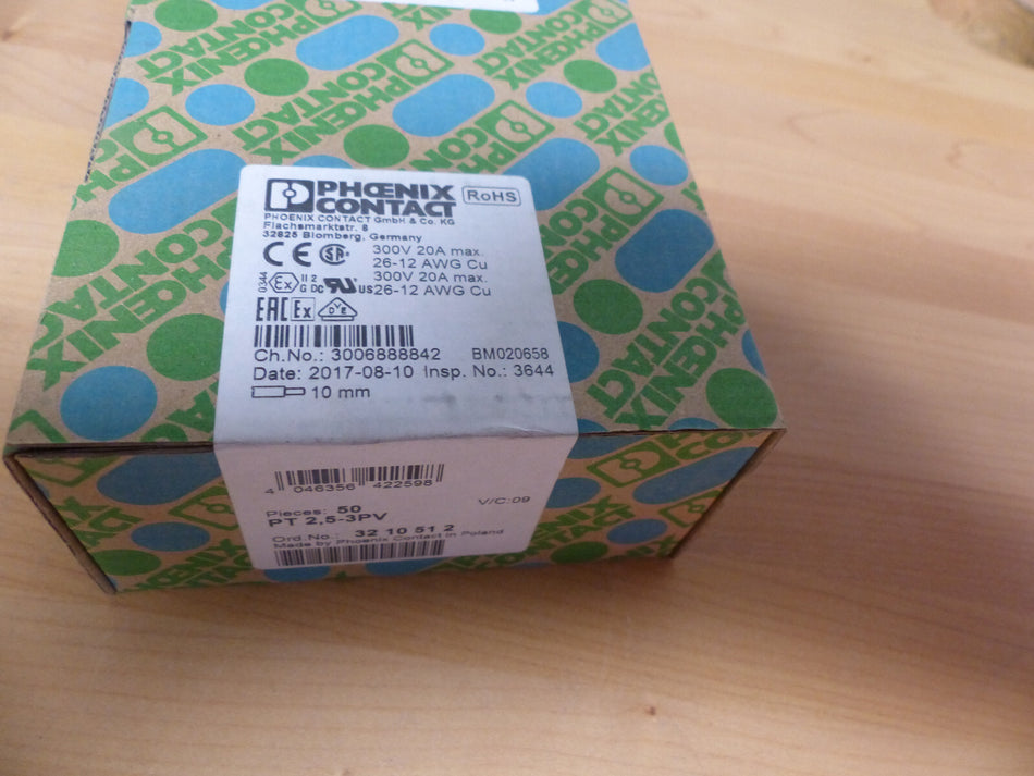 50x  PHOENIX CONTACT 3210512    PT 2,5-3PV  Mehrstockklemme