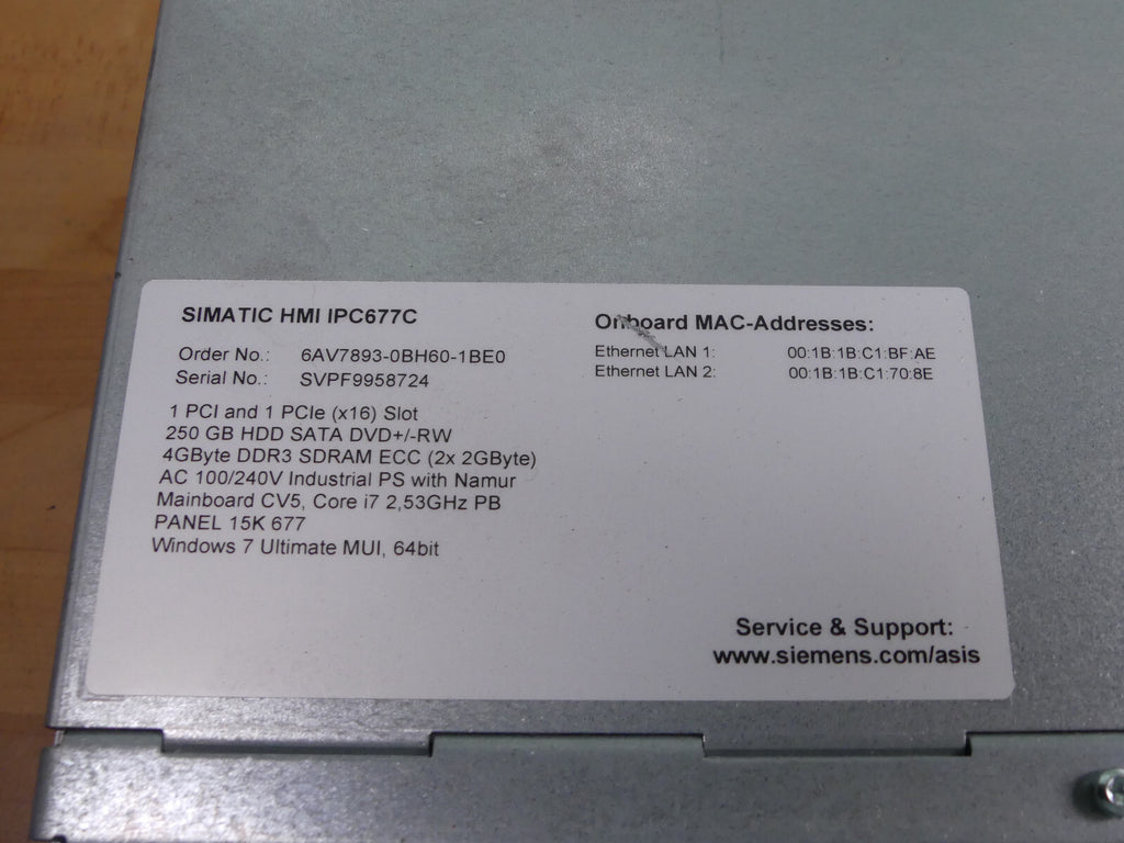 Siemens 6AV7893-0BH60-1BE0