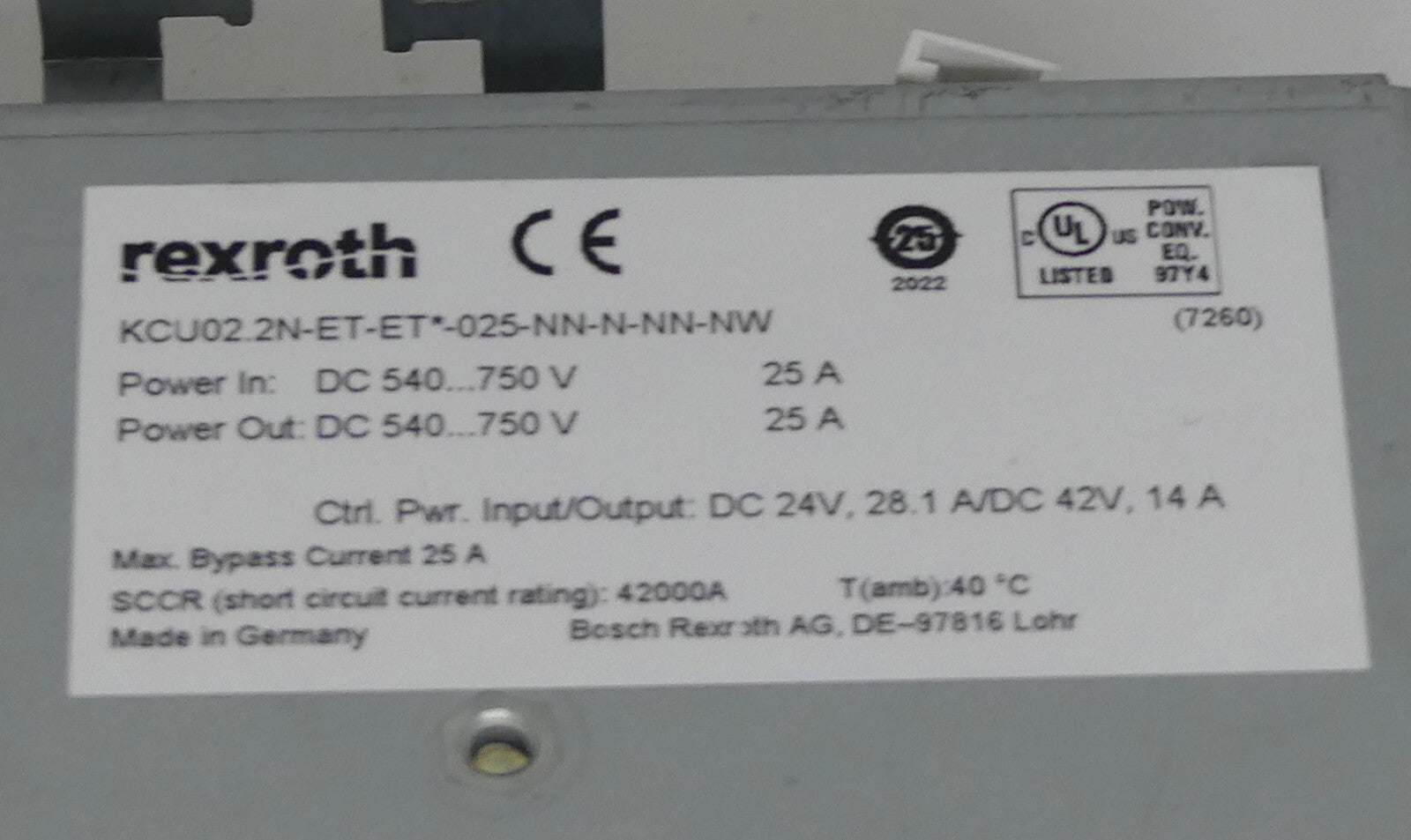 rexroth KCU02.2N-ET-ET*-025-NN-N-NN-NW