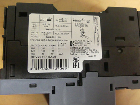 Siemens sirius Leistungsschalter 3RV2011-1DA20 Neu onhe Verpackung