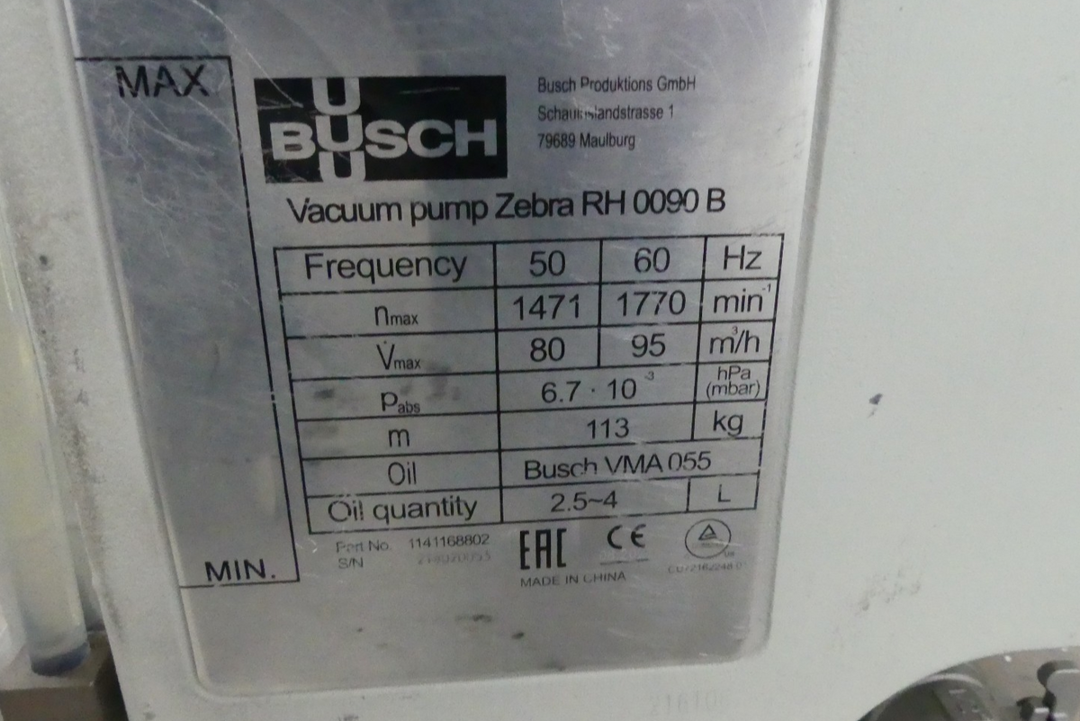BUSCH VACUUM PUMP ZEBRA  RH 0090 B