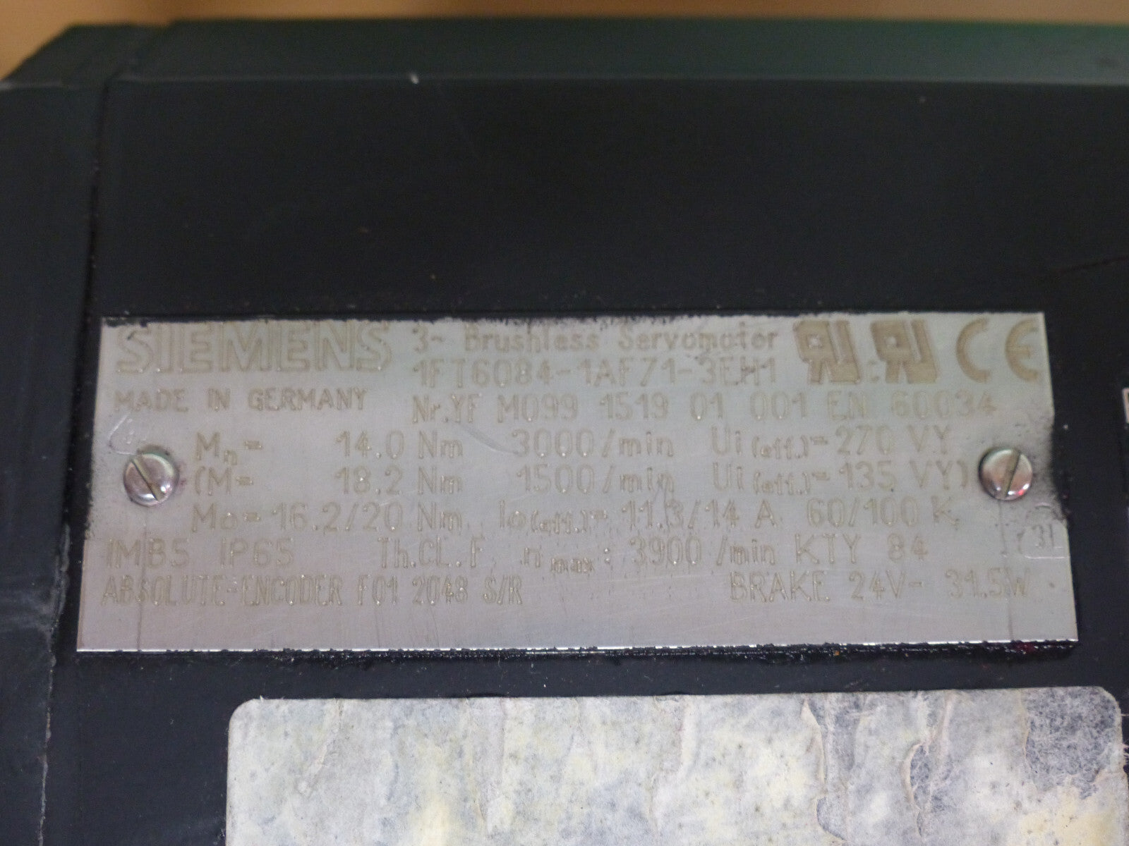 SIEMENS 1FT6084-1AF71-3EH1 used