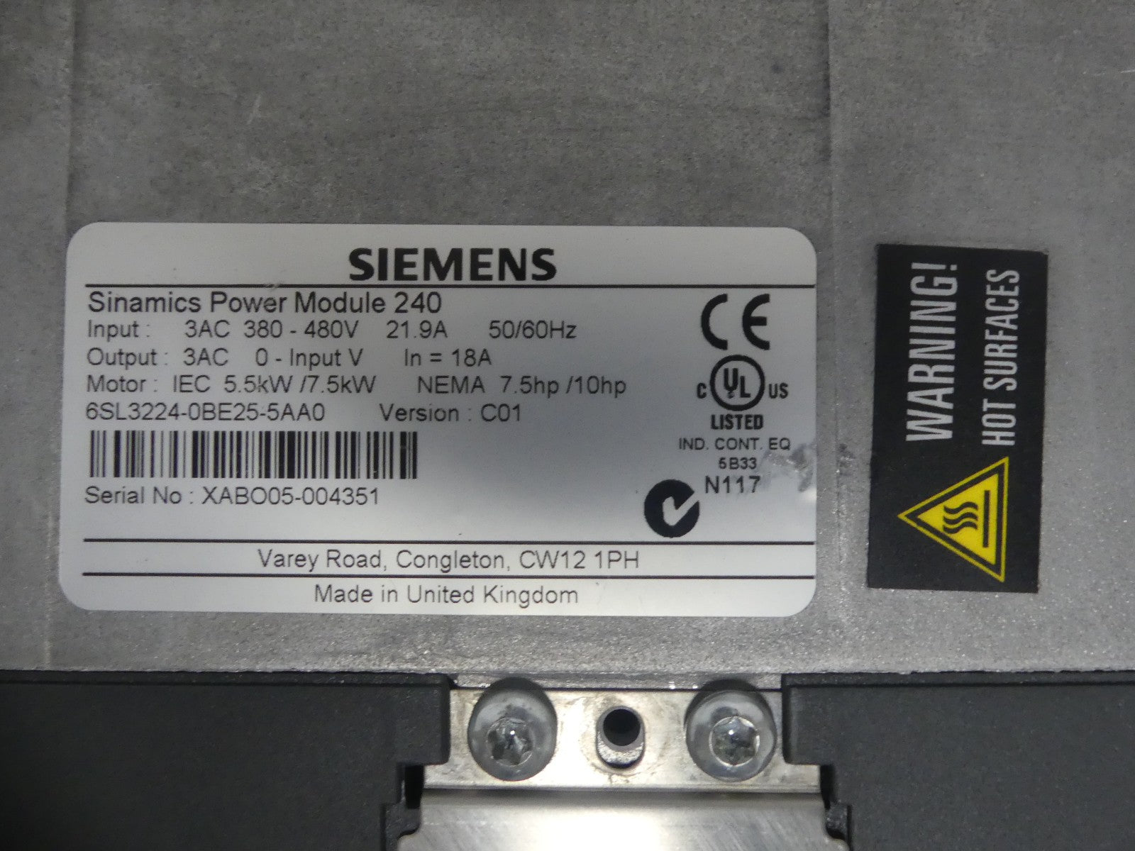 Siemens 6SL3224-0BE25-5AA0