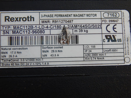REXROTH INDRAMAT MAC112B-1-LD-4-C/180-A-2/AM164SG/S029  s.Bilder
