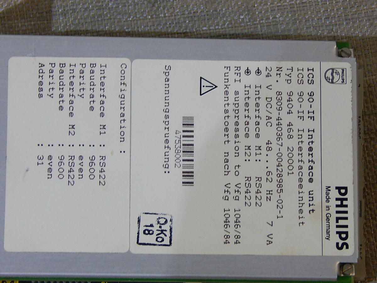 Philips ICS  90-IF   Interface unit Typ.9404 468 20001 