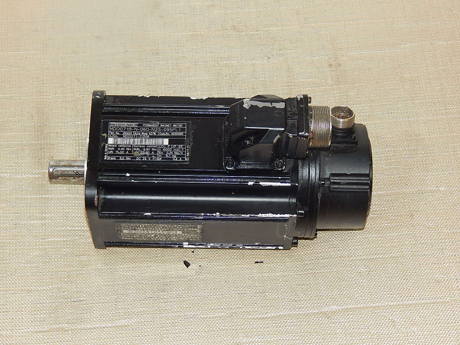 INDRAMAT MDD071B-N-060-N2S-095PL1 Permanent Magnet Motor 6000/min  used