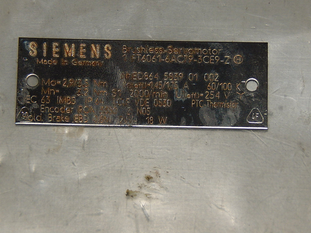 Siemens  Brushless-Servomotor 1FT6061-6AC79-3CE9-Z +Heynau getriebe SKP 6 i=20 