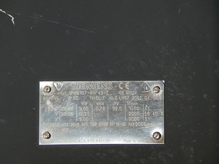 Siemens Spindelmotor 1PH6107-4NF49-Z 9kW Used