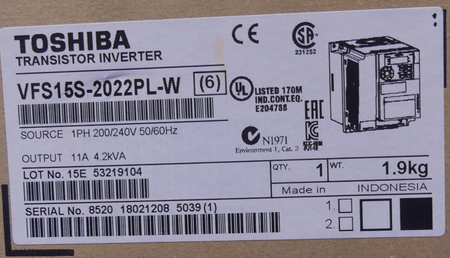 Toshiba Tosvert VFS15S-2022PL-W Transistor Inverter