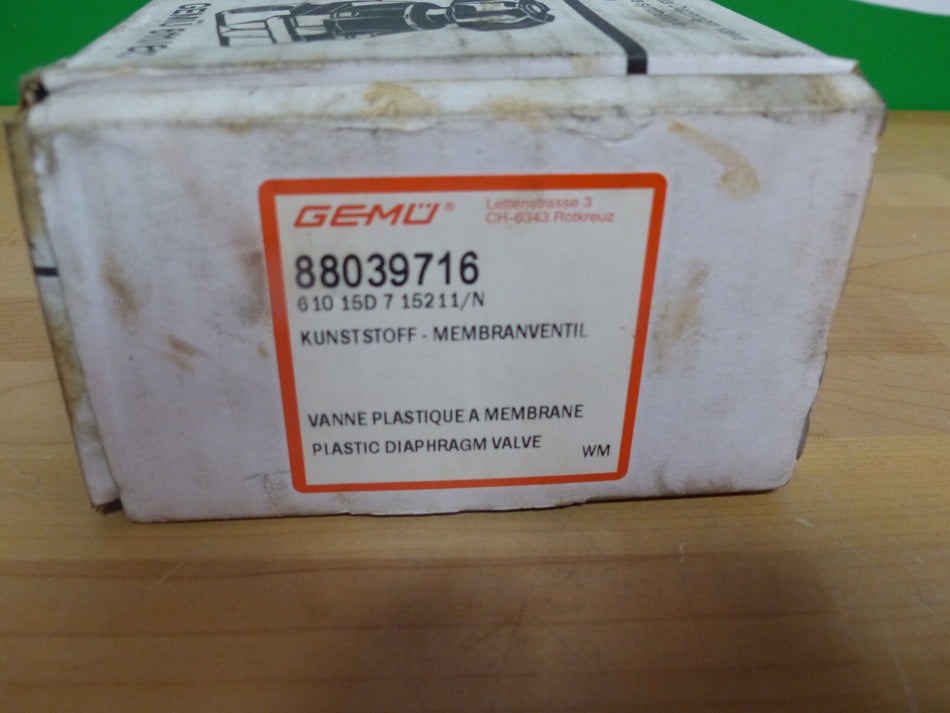 Gemü 610 15D 7 15211/N Kunststoff Membranventile Plastic Diaphragm Valve