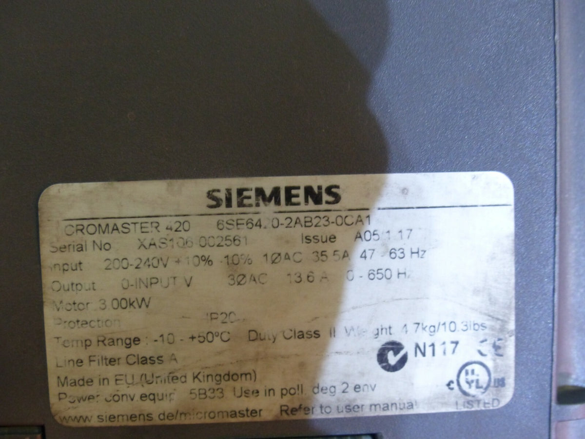 Siemens Micromaster 420 6SE6420-2AB23-0CA1