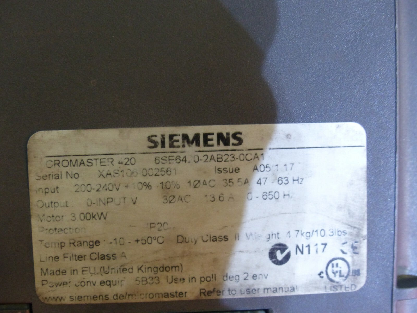 Siemens Micromaster 420 6SE6420-2AB23-0CA1