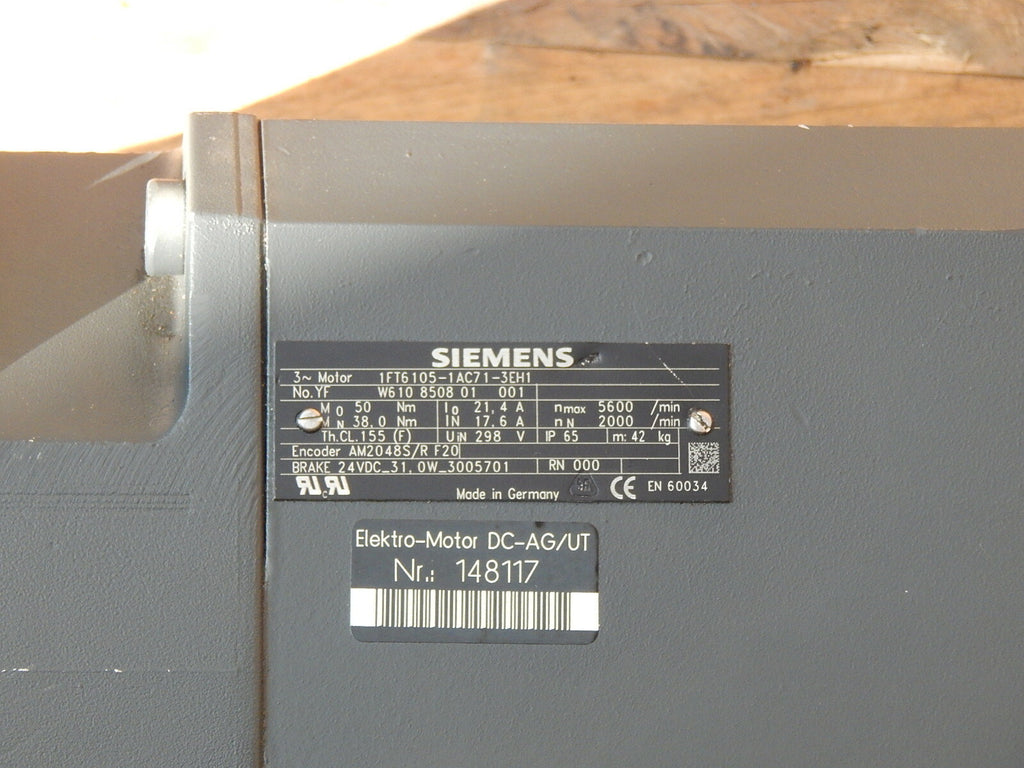  Siemens 1FT6105-1AC71-3EH1 3~Servomotor  used