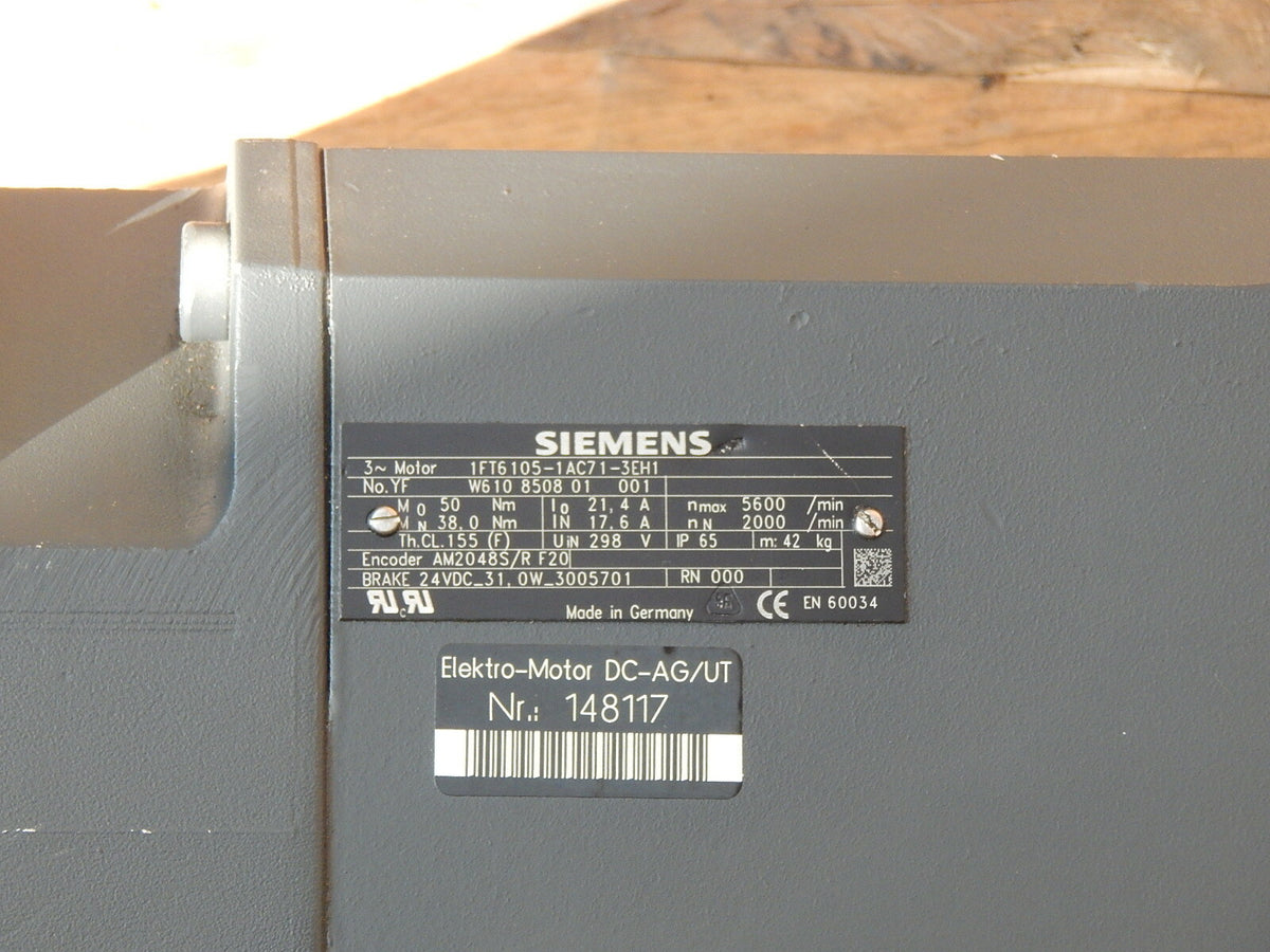  Siemens 1FT6105-1AC71-3EH1 3~Servomotor  used