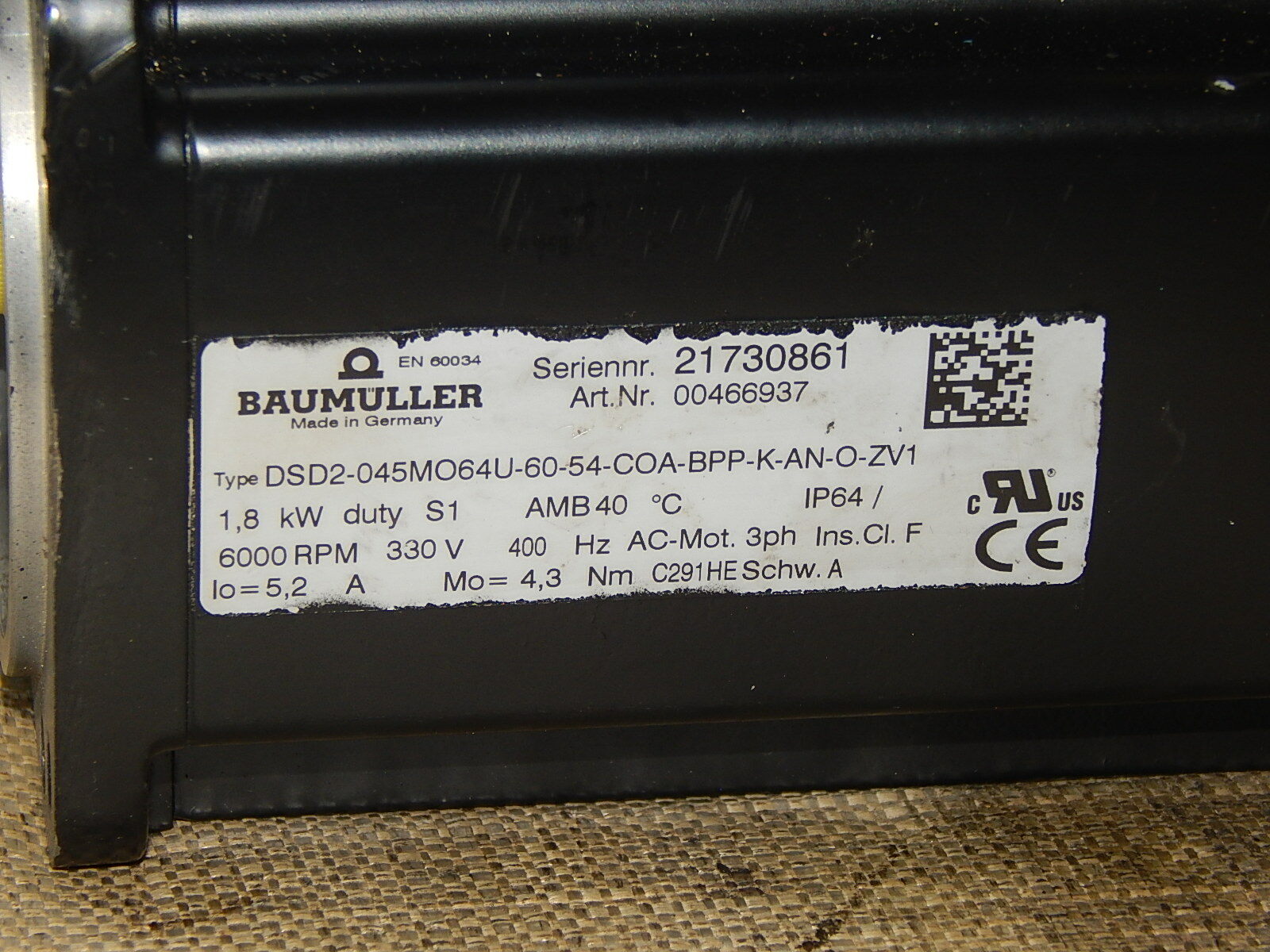 Baumüller DSD2-045MO64U-60-54-COA-BPP-K-AN-O-ZV1 Servomotor s.Bilder