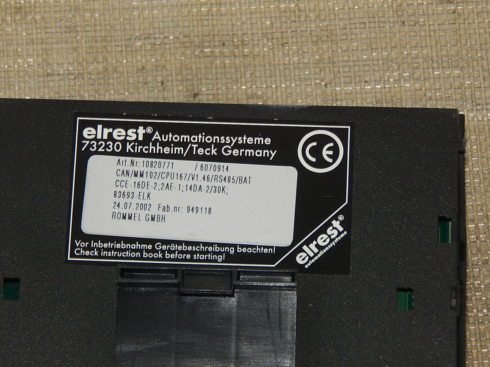  elrest CAN in Automation 10820771 CAN/MM102/CPU167/V1.46/RS485/BAT used