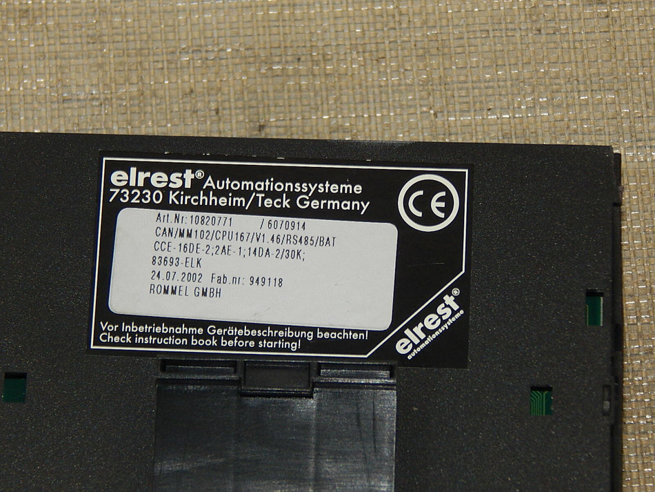  elrest CAN in Automation 10820771 CAN/MM102/CPU167/V1.46/RS485/BAT used