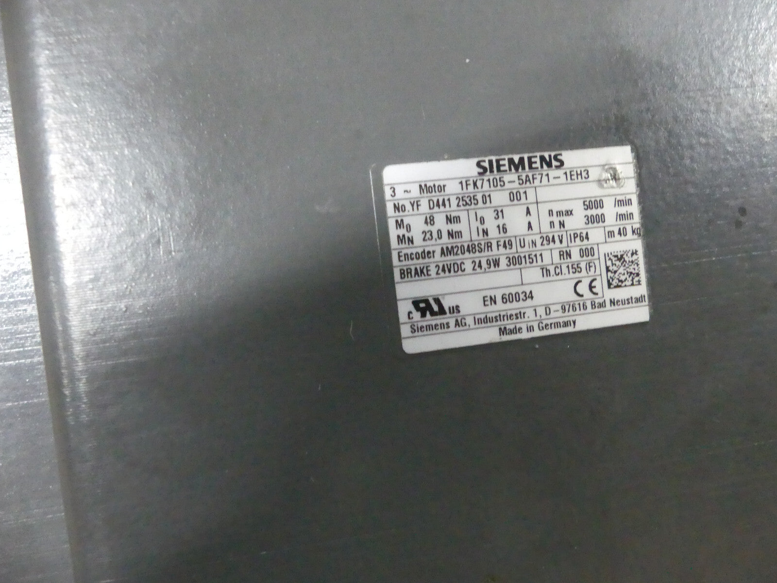 Siemens 1FK7105-5AF71-1EH3  Servomotor