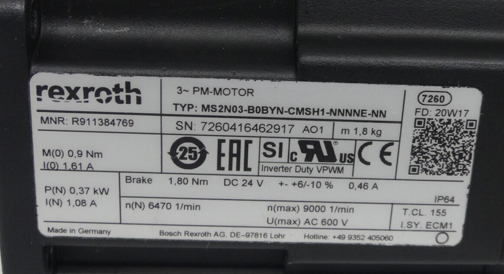 Rexroth MS2N03-B0BYN-CMSH1-NNNNE-NN unbenutzter