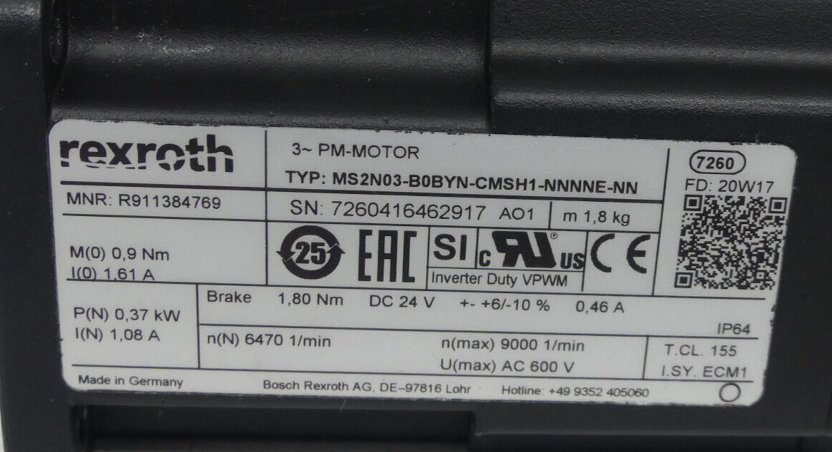Rexroth MS2N03-B0BYN-CMSH1-NNNNE-NN unbenutzter