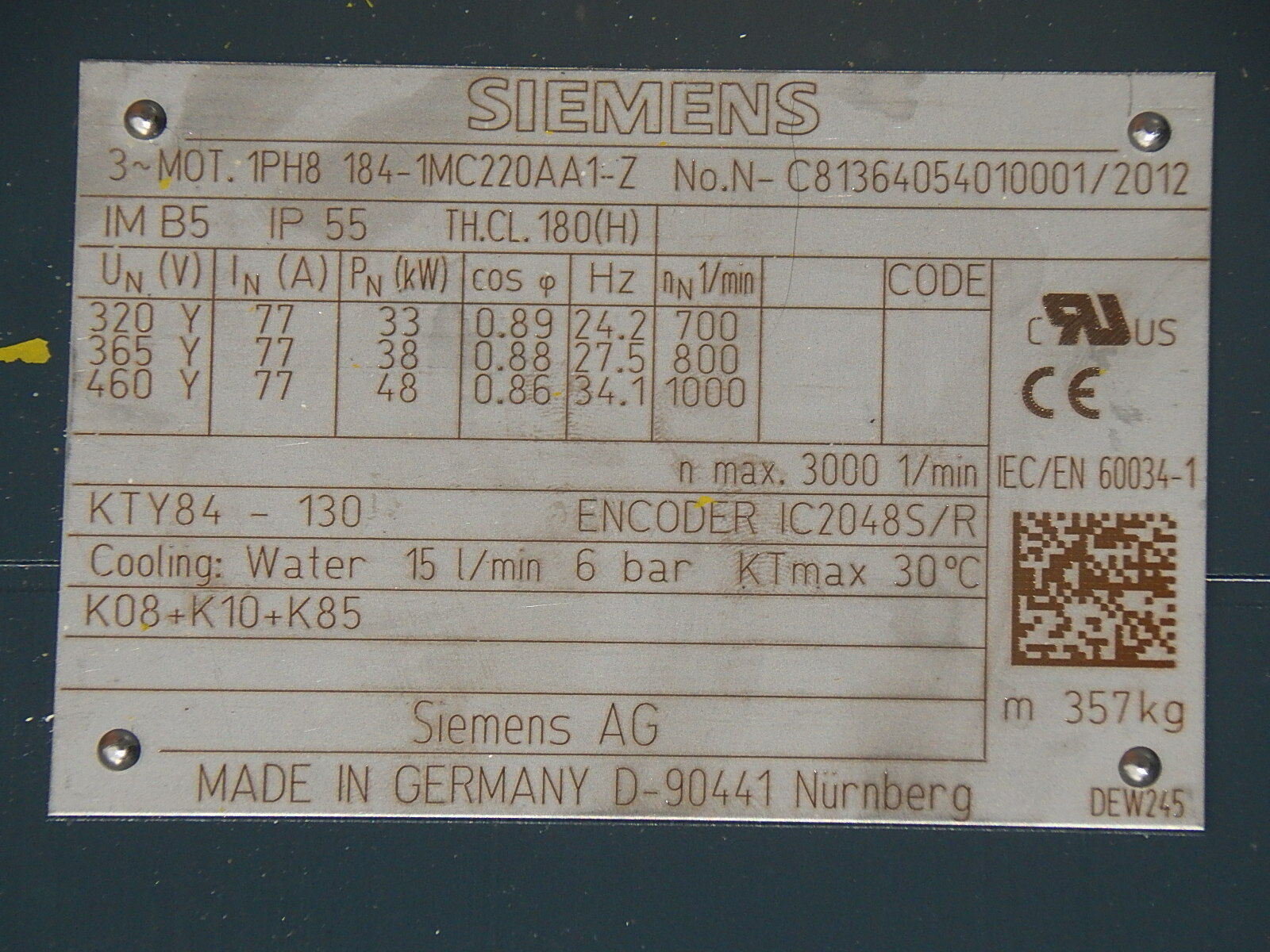 Siemens 1PH8 184-1MC220AA1-Z // 1PH8184-1MC220AA1-Z Neuwertig
