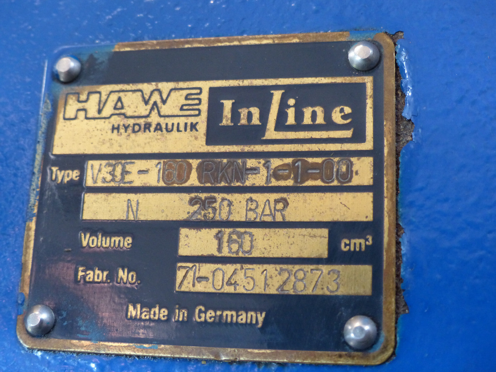 HAWE Hydraulik  Pumpe  V30E-160 RKN-1-1-00 250 BAR used s.Bilder