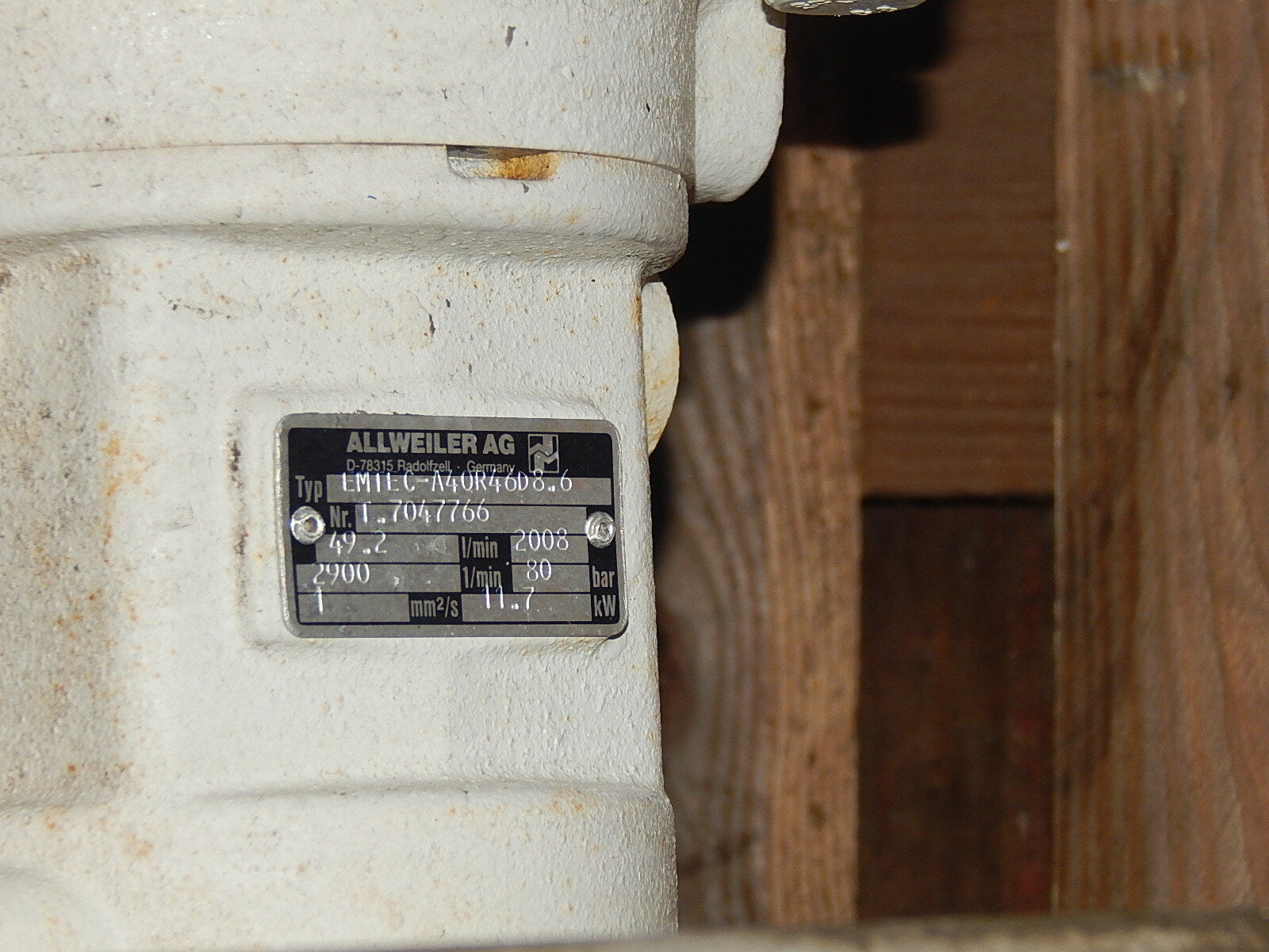 ALLWEILER AG EMTEC-A40 R46D8.6 mit 11.7 KW Motor  80 bar