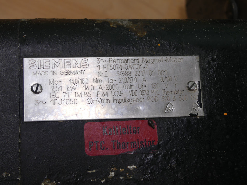 Siemens 3~Permanent Magnet Motor Synchronmotor 1FT5074-0AC01-Z