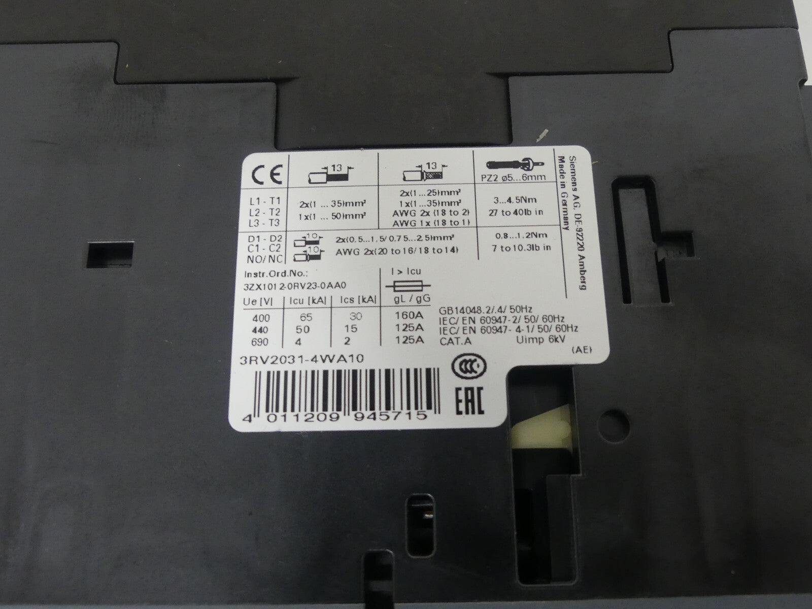 Siemens 3RV2031-4WA10 used s.Bilder