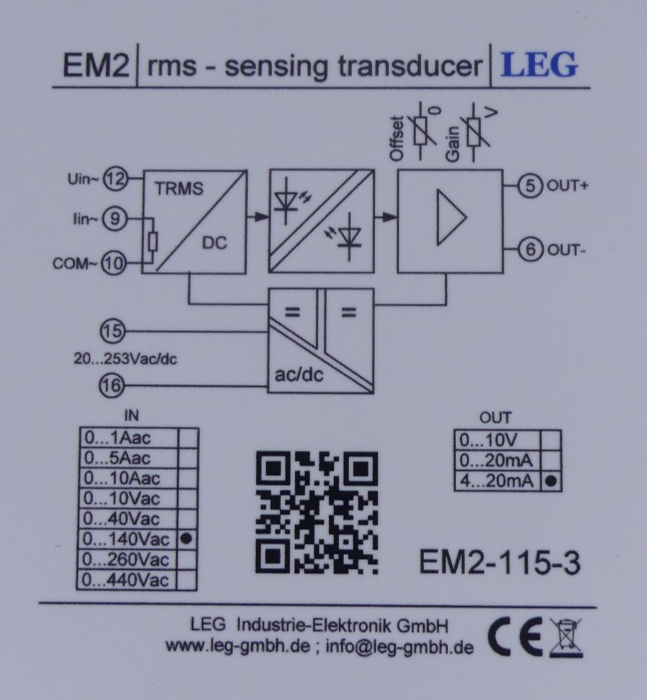 LEG EM2-115-3 rms-sensing transducer