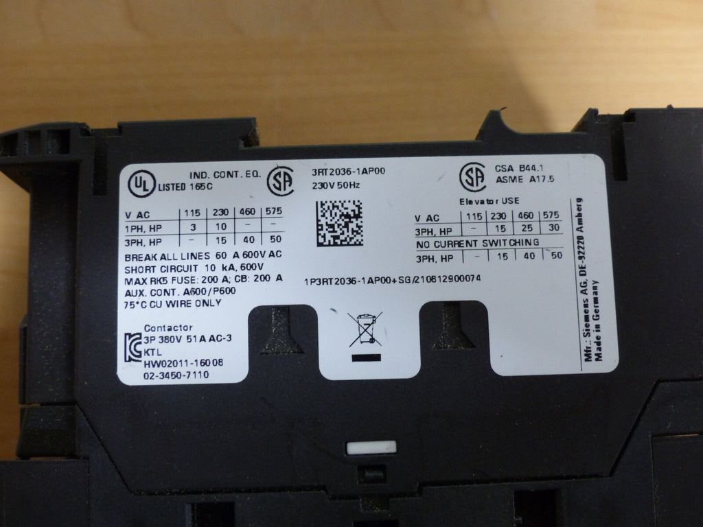 Siemens 3RT2036-1AP00 Schütz used