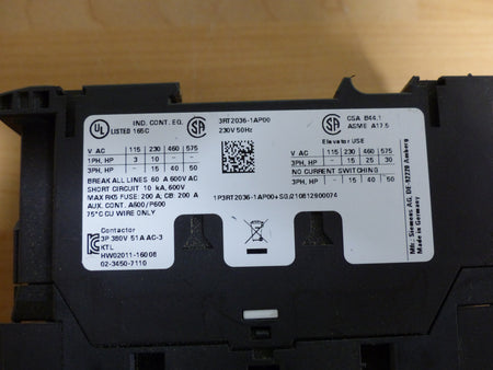 Siemens 3RT2036-1AP00 Schütz used