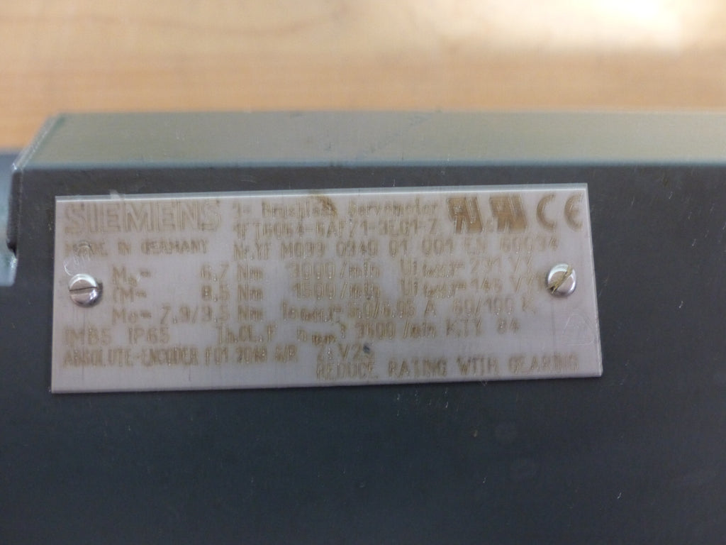Siemens Servomotor 1FT6064-6AF71-3EG1-Z used