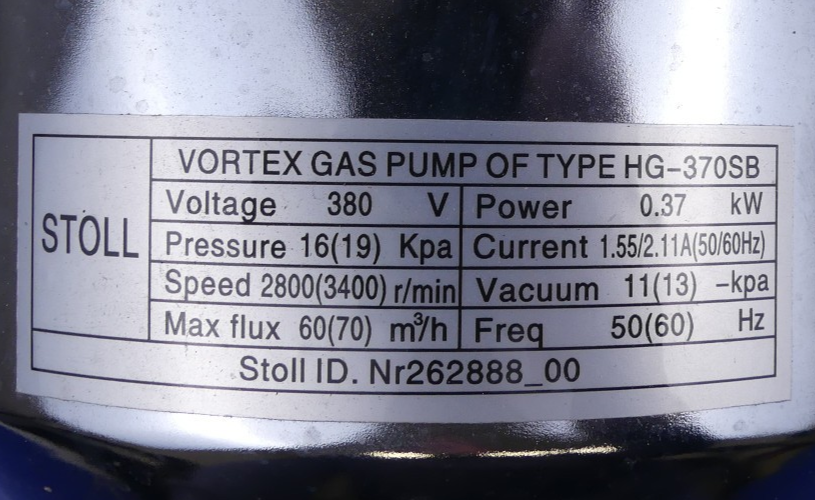 Stoll HG-370SB Vortex Wirbelgaspumpe