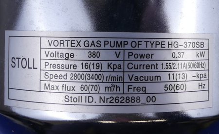 Stoll HG-370SB Vortex Wirbelgaspumpe