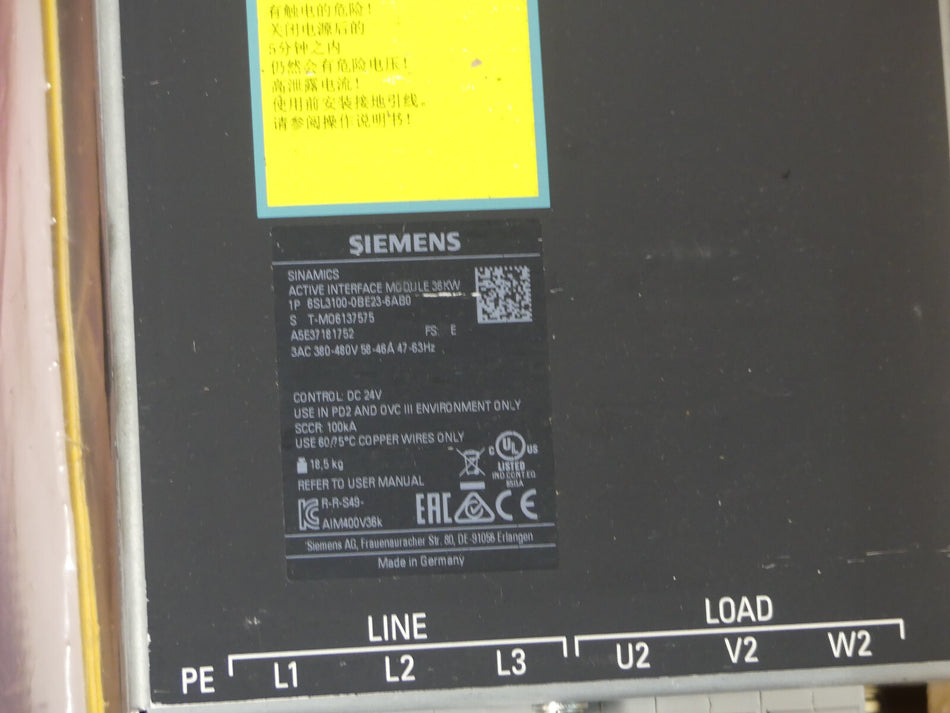 Siemens SINAMICS S120 Interface Module  6SL3100-0BE23-6AB0