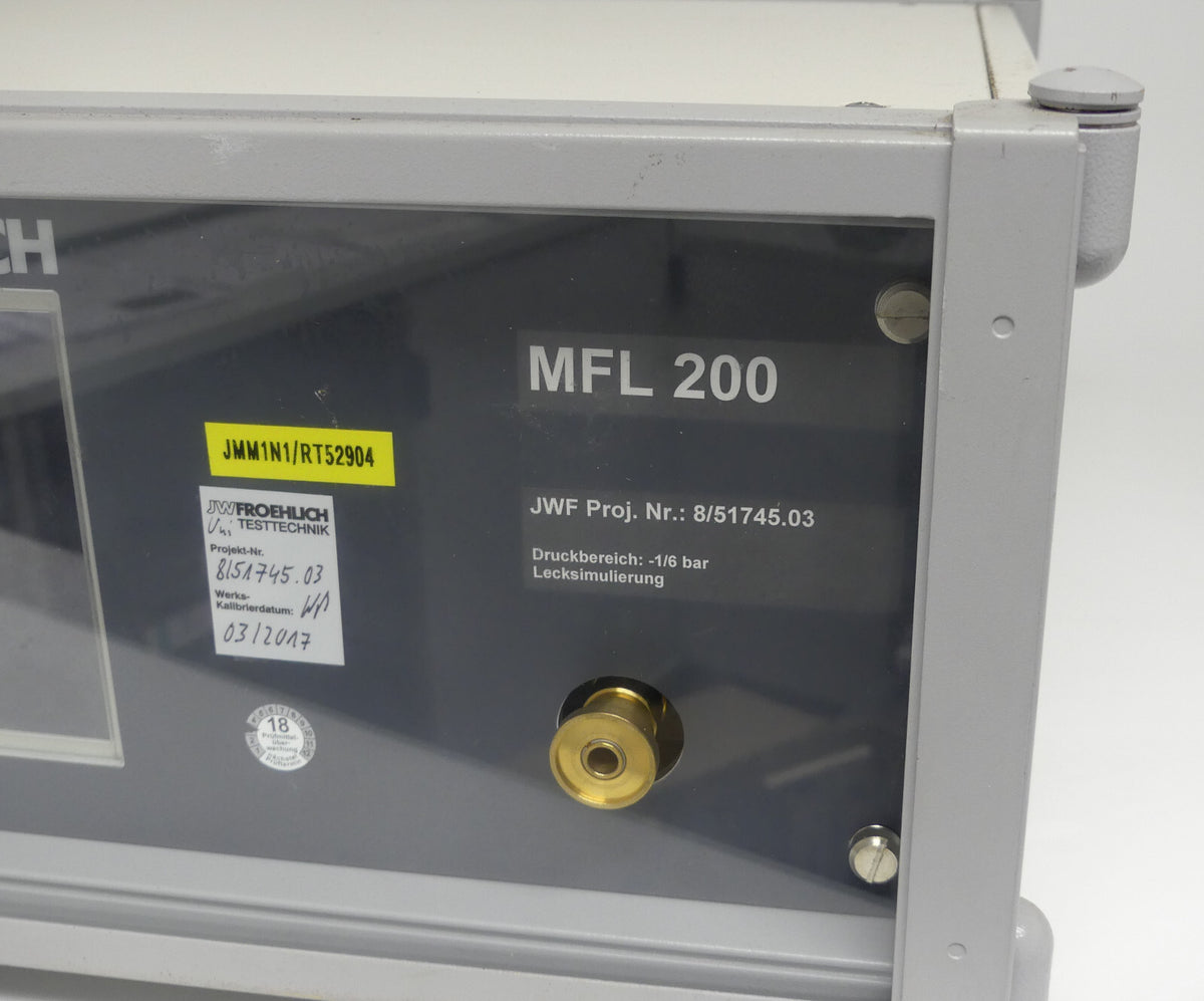 JW FROEHLICH MFL 200 LECKTESTGERÄT LEAK TEST DICHTHEITSPRÜFUNG 6/49838.0 BJ.2007