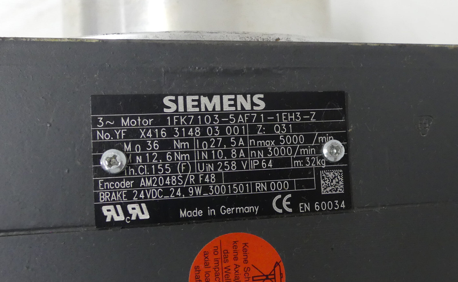 SIEMENS 1FK7103-5AF71-1EH3-Z leicht beschädgit s.Bilder