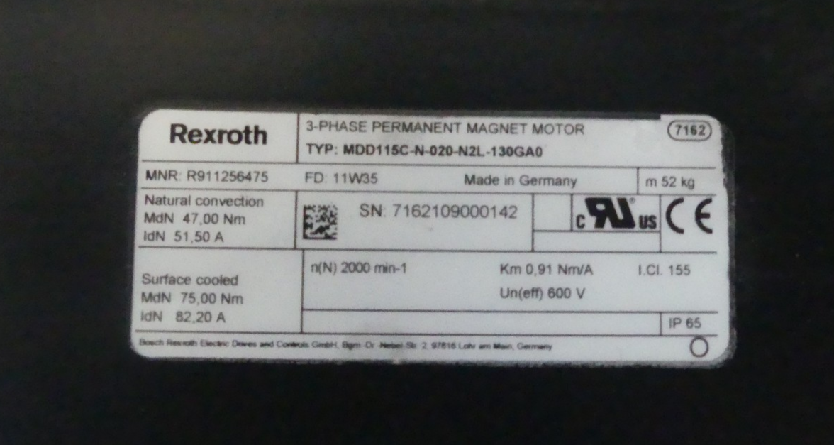 REXROTH MDD115C-N-020-N2L-130GA0