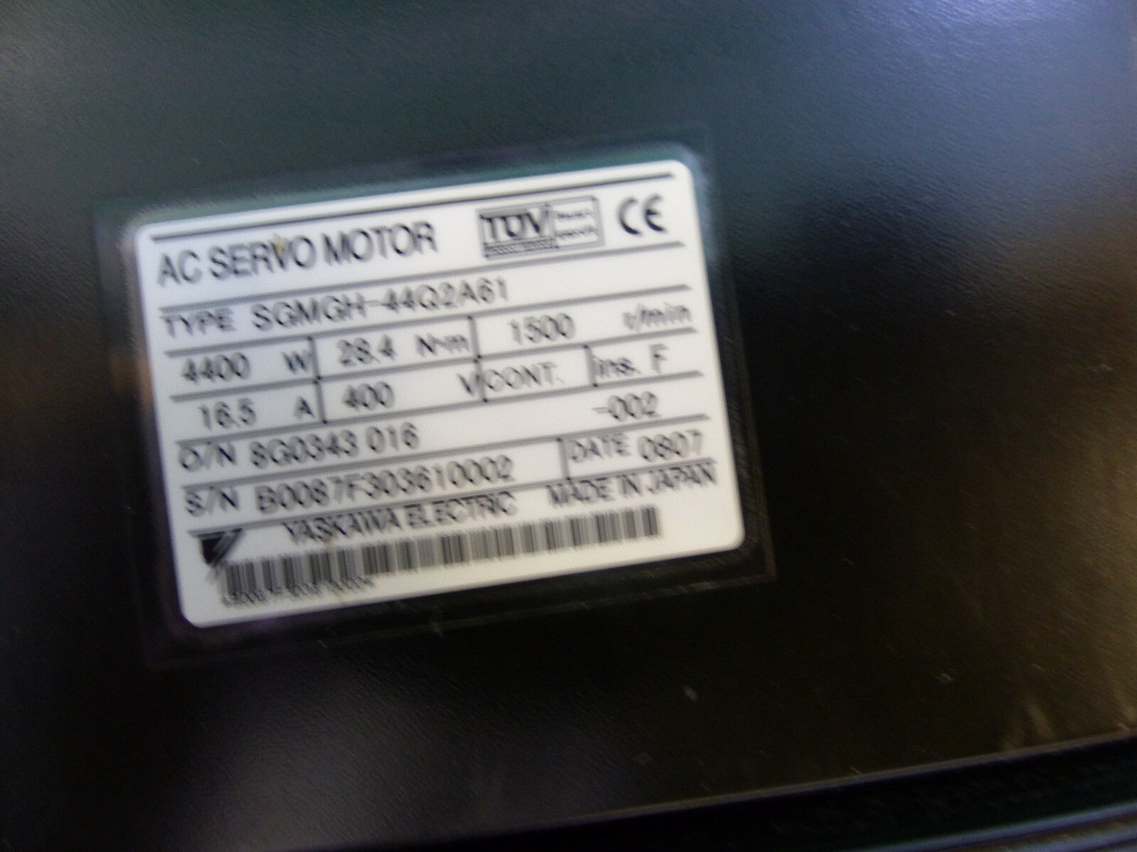 Yaskawa AC Servomotor SGMGH-44Q2A61