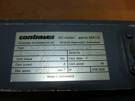 CONTRAVES ACB 09L 45 / 0 / SS / IP used s.Bilder