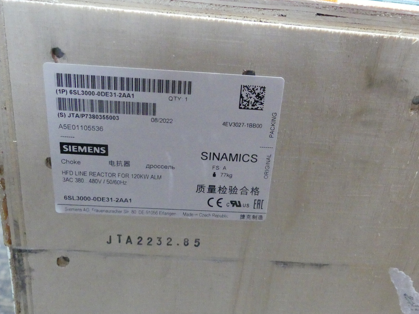 SIEMENS 6SL3000-0DE31-2AA1